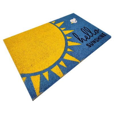 First Concept 18 in. W X 30 in. L Multi-Color Hello Sunshine Coir Door Mat