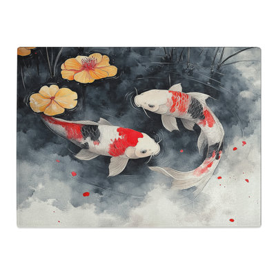 Koi Fish Composition  Glass Chopping Board
