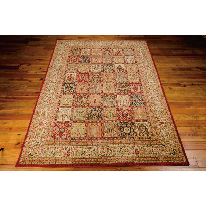 Milpitas Ancient Times Asian Dynasty Red/Orange/Beige Area Rug, Rectangle 7'9" x 10'10"