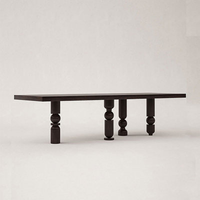 Modern Black Rectangular Solid Wood Dining Table
