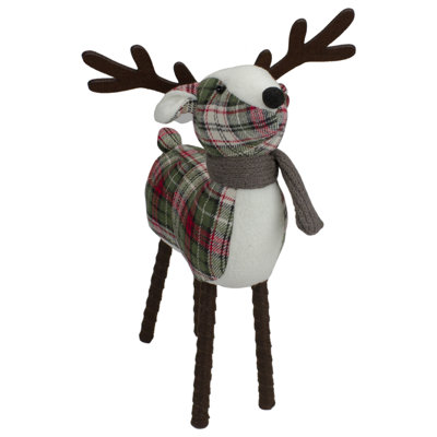 13.5"" Red And Green Plaid Reindeer Christmas Decoration -  Northlight Seasonal, NORTHLIGHT GB90463