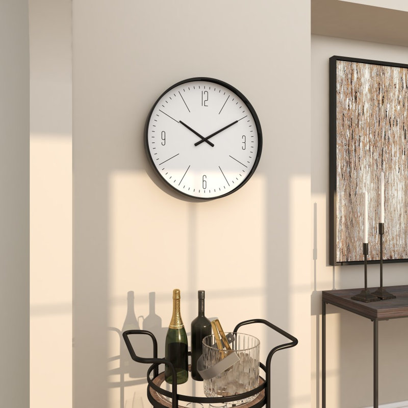 Amburgey 19.63" Glass Wall Clock, Black