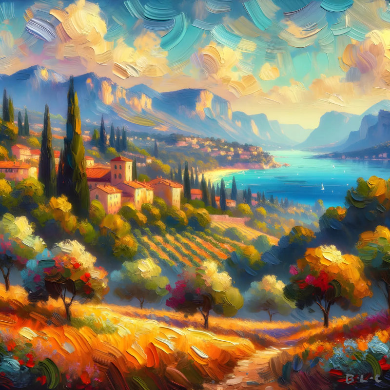 Art mural sur toile, "Tuscan Reverie", H 40 po x l 40 po