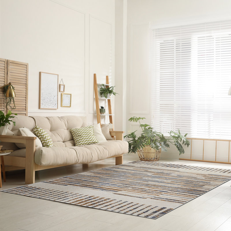 Tapis intérieur multicolore en polyester Wrought Studio ™ Morium Aubree, Rectangle 7 pi 10,49 po x 9 pi 10,11 po