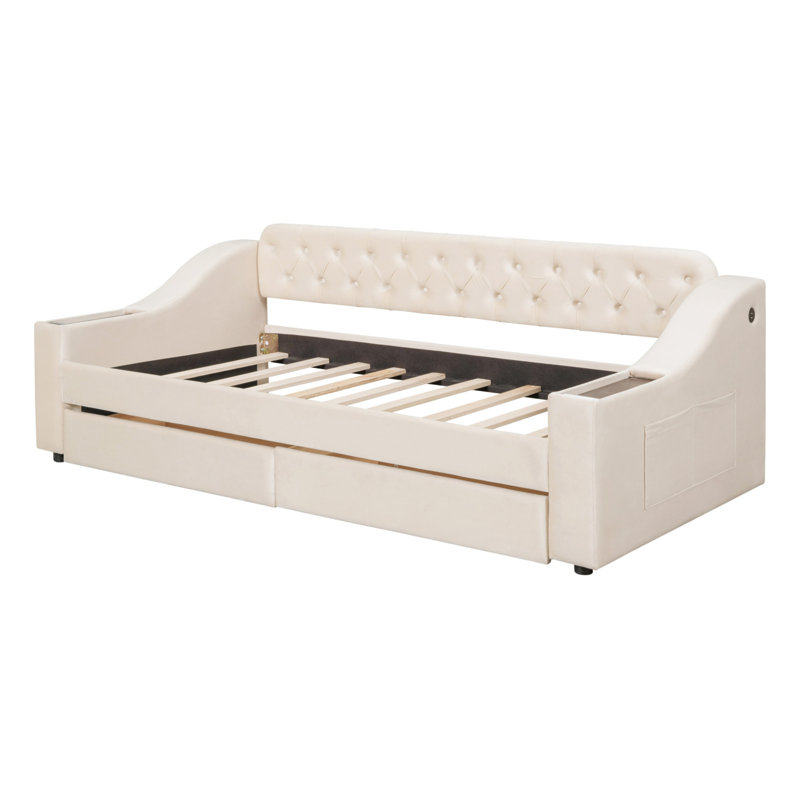 Jalend Upholstered Daybed, Beige