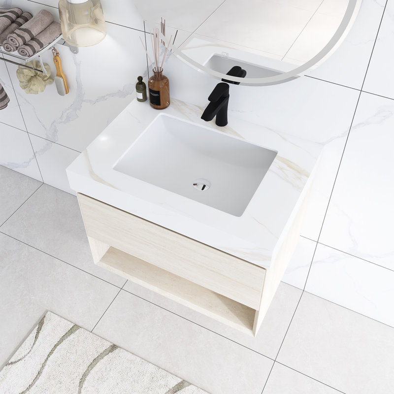 Meuble-lavabo mural 30 po en contreplaqué avec lavabo, 30"