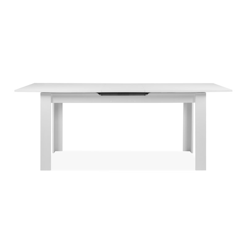 Sachika Extendable Dining Table, 75cm H x 160cm L x 80cm W, White, White