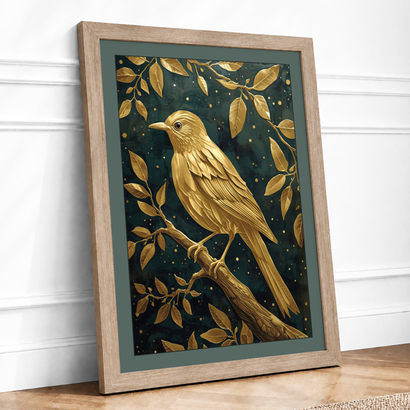 Golden Songbird Japandi - Print, Oak, A3 - 42.0 x 29.7 cm