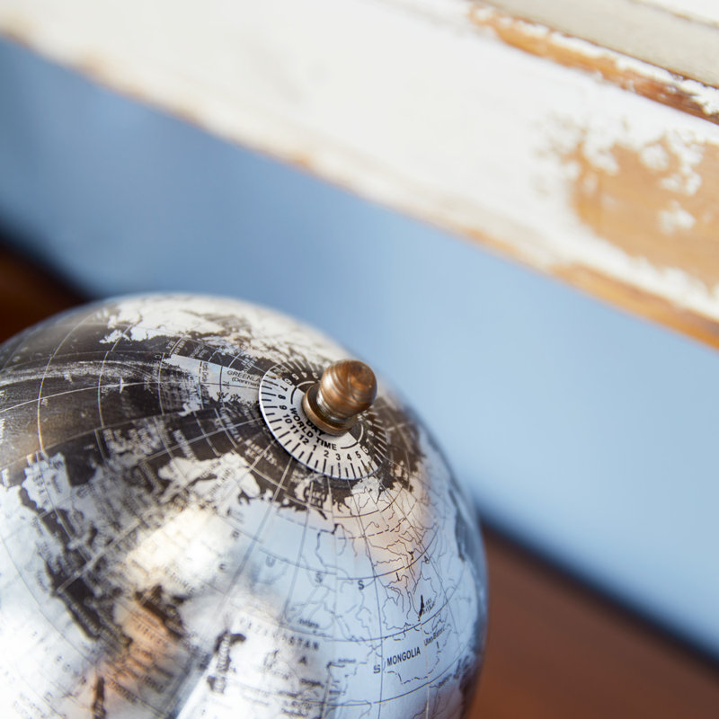 Globe terrestre éducatif / géométrique en plastique avec base en marbre, Noir