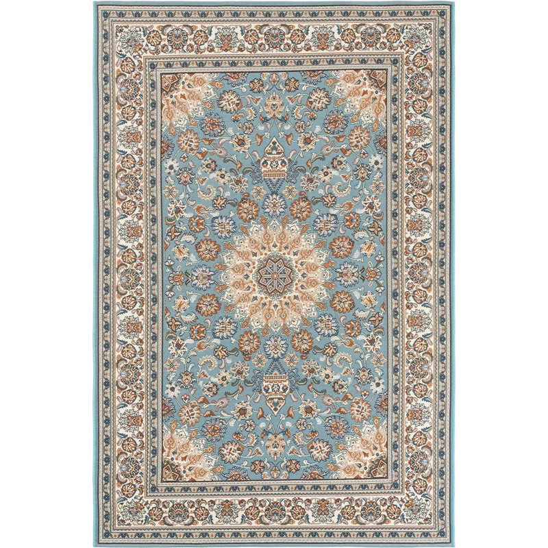 Tapis traditionnel bleu Tollefson, Rectangle 5 pi 3 po x 8 pi