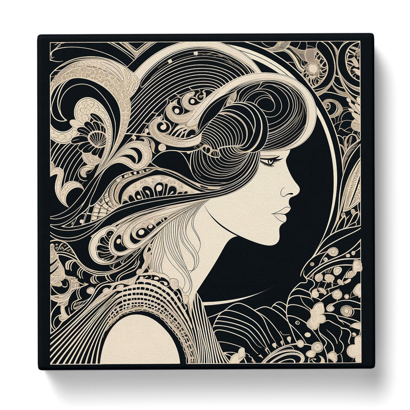 Art Deco Woman Paisley Art No.1 - Wrapped Canvas - Framed Print, 50cm H x 50cm W x 3cm D