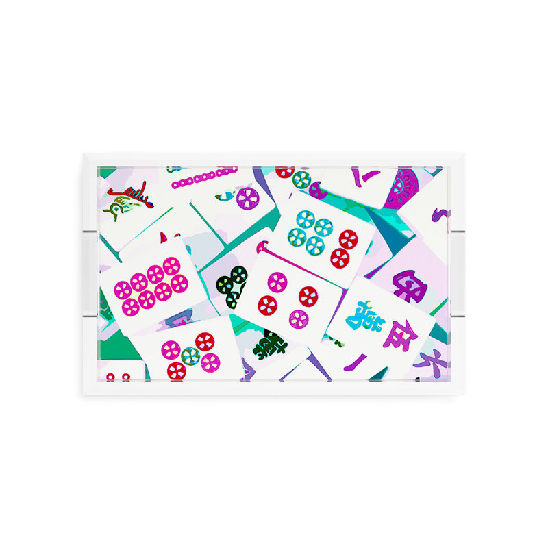 Plateau décoratif Mahjong, Vif, L 12,5 po x P 7,75 po x H 2 po, Rectangulaire