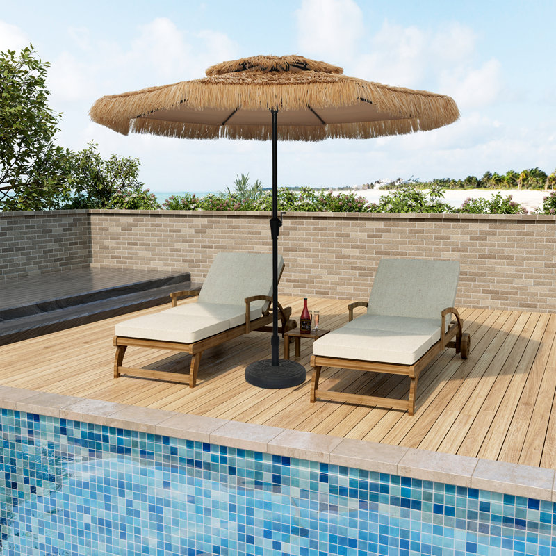 Parasol à paille Kanajah, H 100 po x l 105,12 po x P 105,12 po