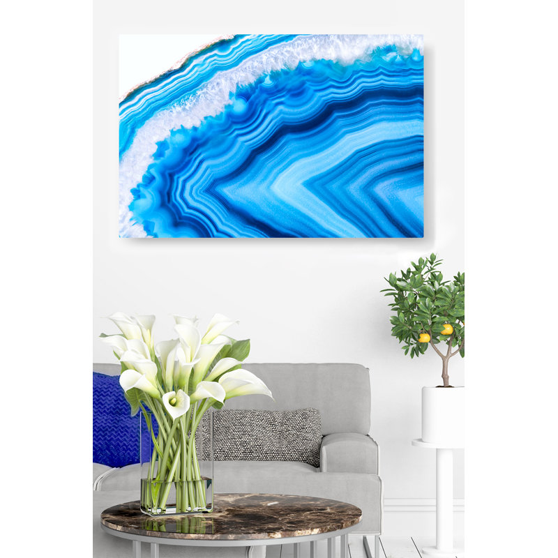 «Tonopah True Blue Agate Natural Stone (Part 1)», impression sur toile tendue, H 26 po x l 50 po x P 1,5 po