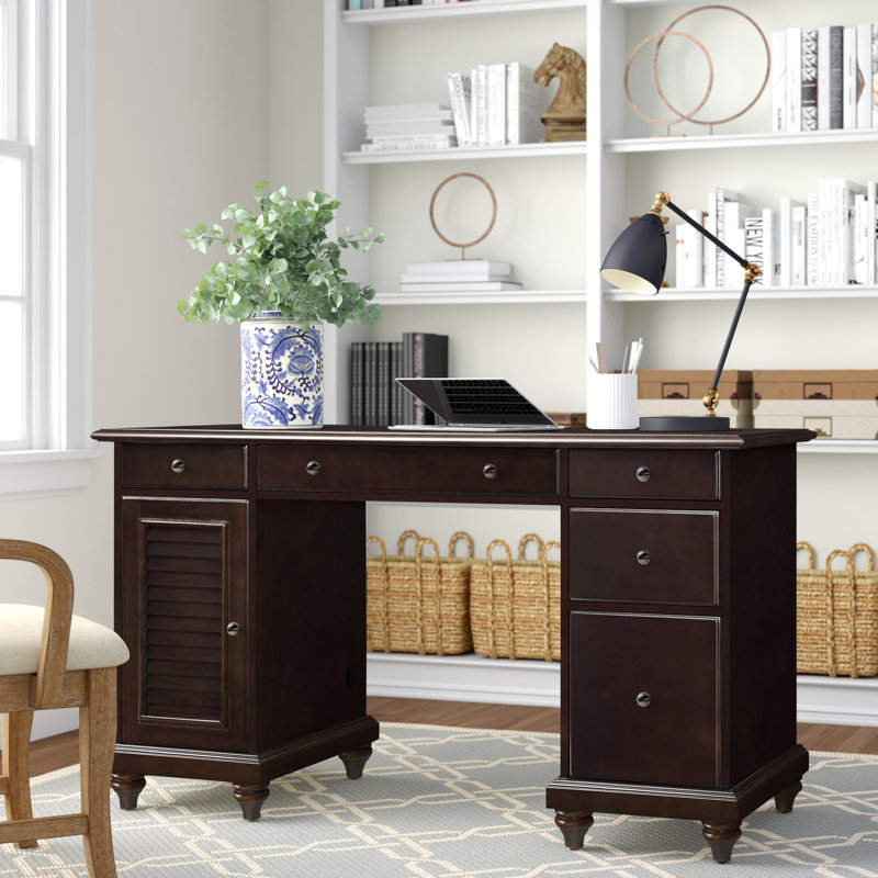 Manford Solid Wood Solid Wood Desk, Espresso
