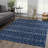 Dounia Transitional Performance Navy Blue/White Area Rug-1033465461
