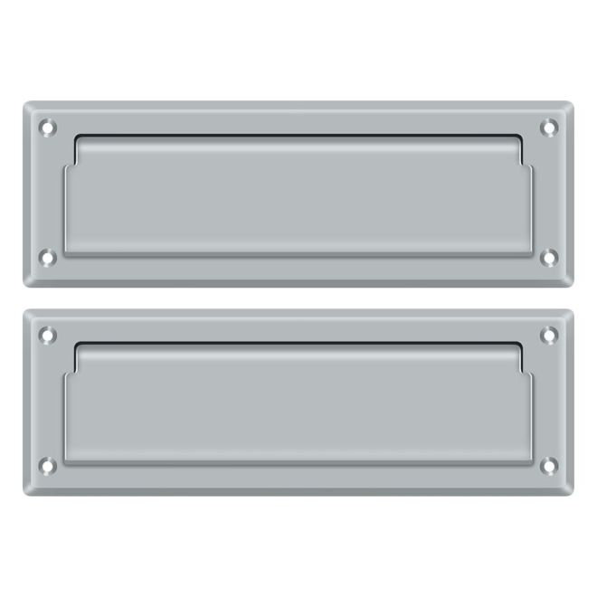 5D1AD81717BF404AA974EC3A2BC6E60B Fente de courrier 8-7 / 8 "avec plaque arrière en chrome brossé, Chrome brossé
