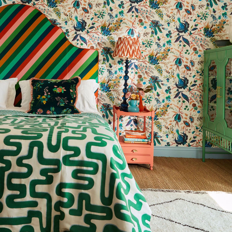 Sherbet Stripe Fabric, Emerald/Amber/Rose