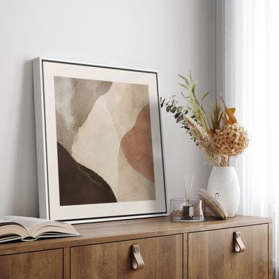 «Neutral Organic Shapes Abstract Modern Decor», reproduction d'art encadrée