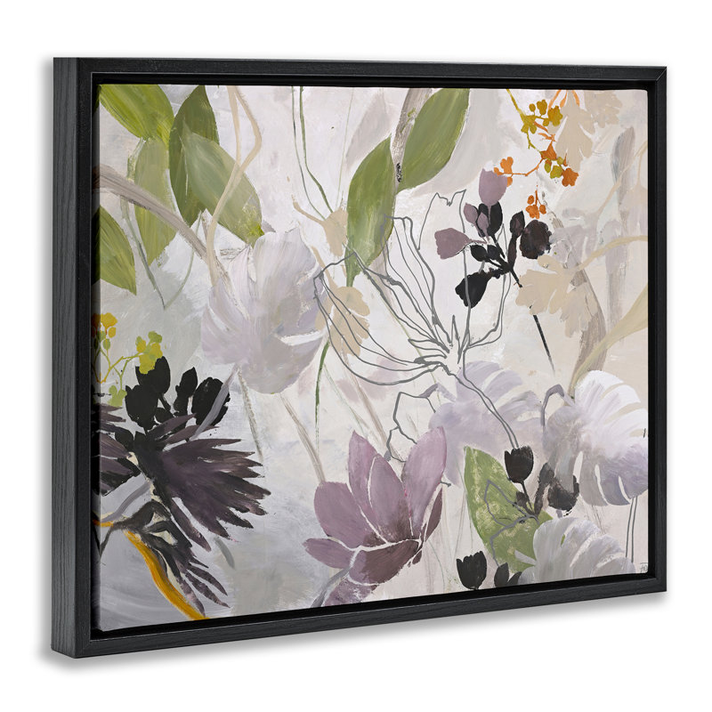 Cadre flottant Soft Spring Organic Flora, design par Design Fabrikken, H 25 po x l 31 po, Cadre flottant noir de jais