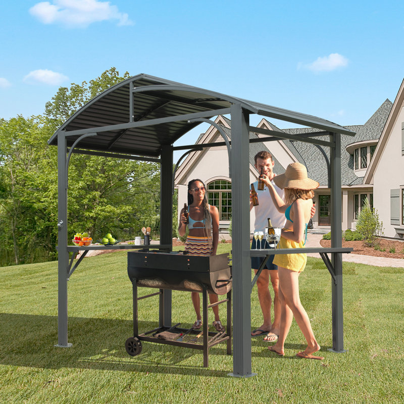 8 Ft. W Galvanized Metal Gazebo, Gray
