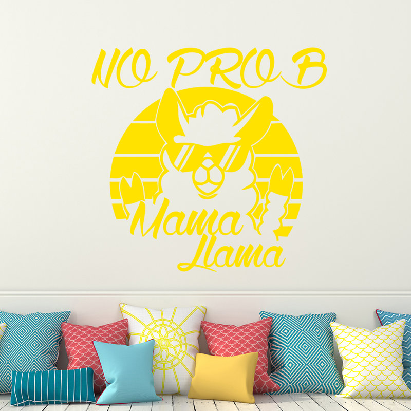 Décalcomanie murale "no prob maman llama", Jaune