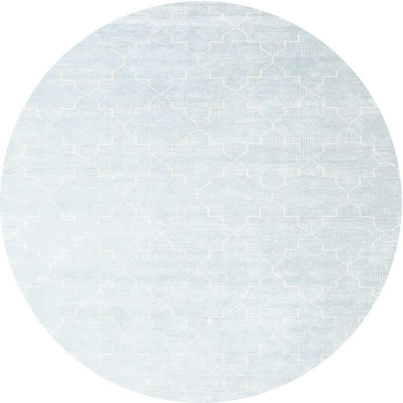 Tapis contemporain gris / blanc, Rond 5 pi