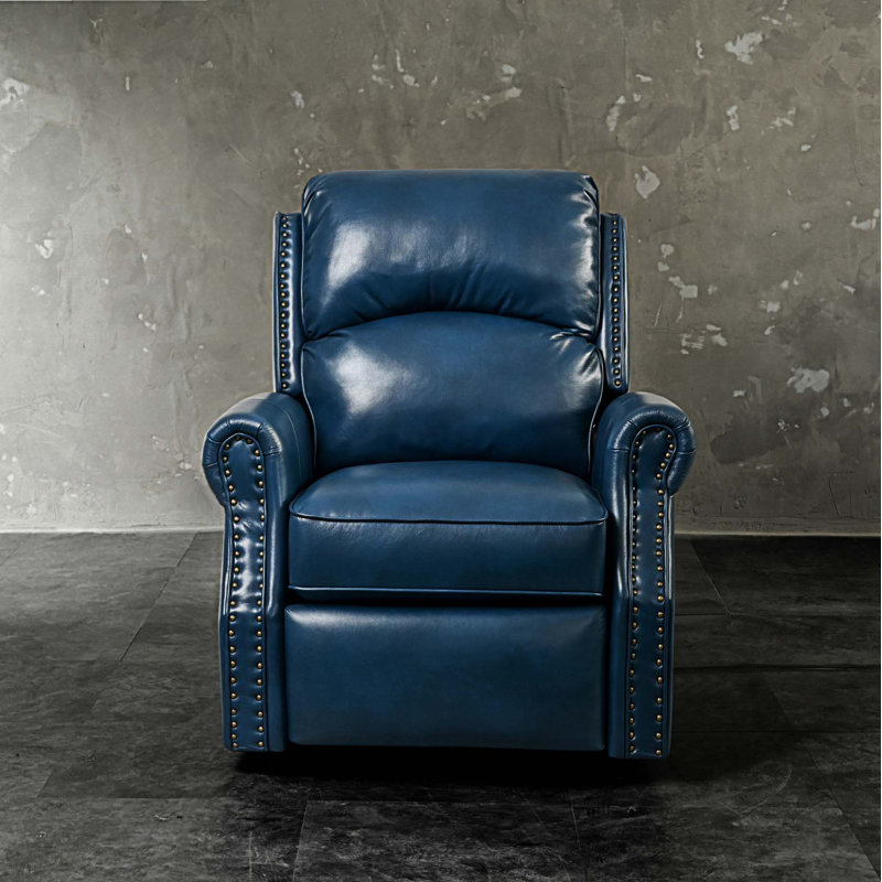 Fauteuil de massage chauffant en cuir, Cuir bleu marine