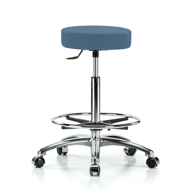 Tabouret médical avec anneau de pied en chrome PERCH | Hauteur du banc élevé: 24 à 34 po, Tissu Newport