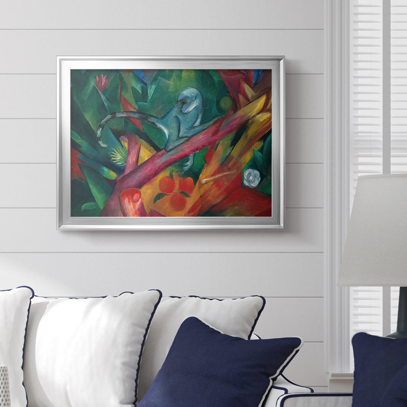 Le singe -Franz Marc -1912, Toile avec cadre, Argent, 18,5 x 24,5
