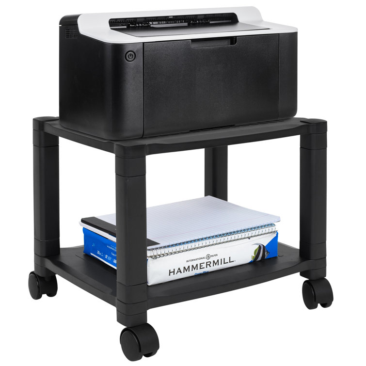 Mount-It! Height Adjustable Under Desk Printer Stand with 4 Swivel Wheels and Cable Management