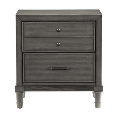  Side Table Nightstand Two Drawer Design with Bronze Hardware 24" H