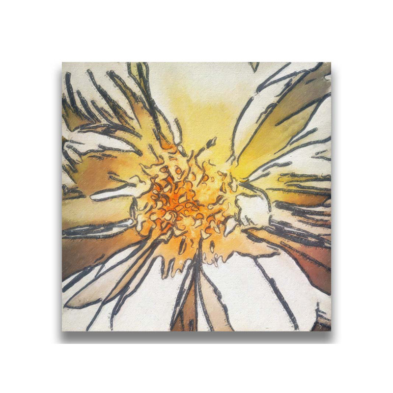 Daisy Daze par Hal Halli. Toile tendue avec estampe numérique, taille de l'image, H 30 po x l 30 po, Toile tendue