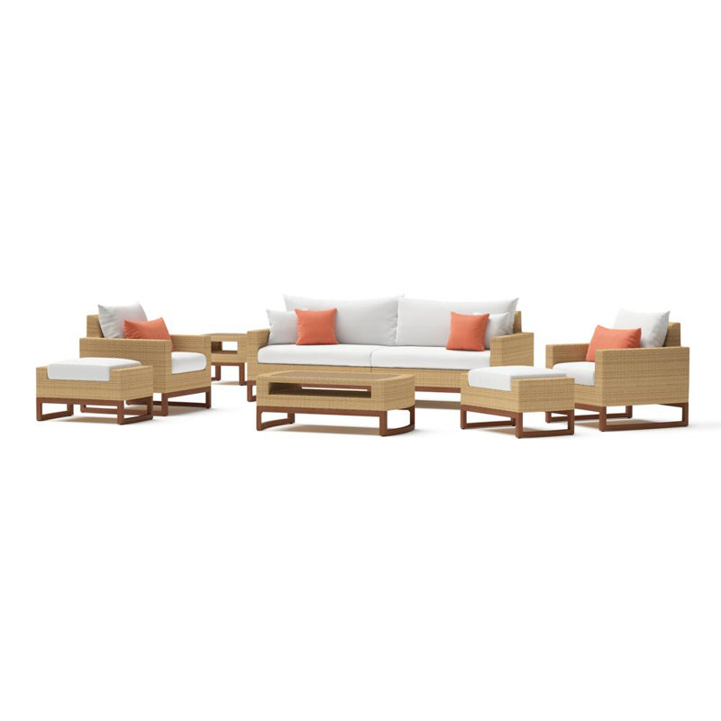 Tullio 5 - Person Patio Conversation Set with Sunbrella® Cushions, Cast Coral Sunbrella® Plainweave