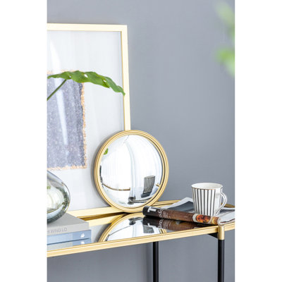 Miroir rond à bordure dorée avec cadre en fer - 11 po pour chambre décorative de couloir