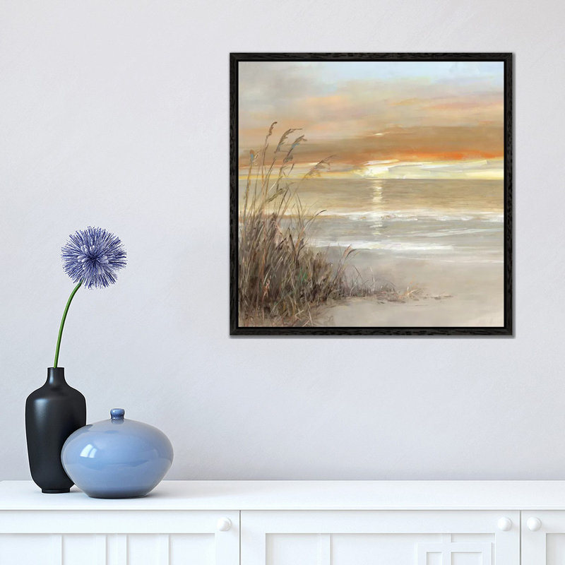 Malibu Sunset by Sally Swatland - Print on Canvas, Black Framed, 45.72 cm H x 45.72 cm W