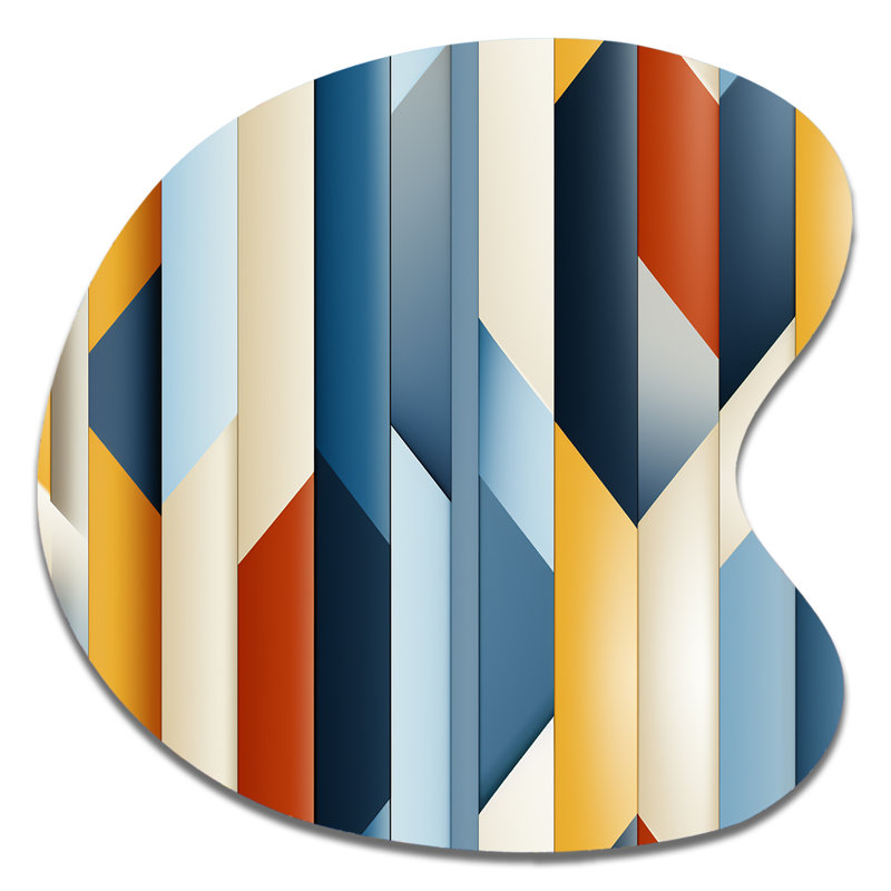 Coletti - Irregular Shape striped Metal Wall Decor, Asymmetrical Metal Wall Sculpture Print, 27" H x 27" W