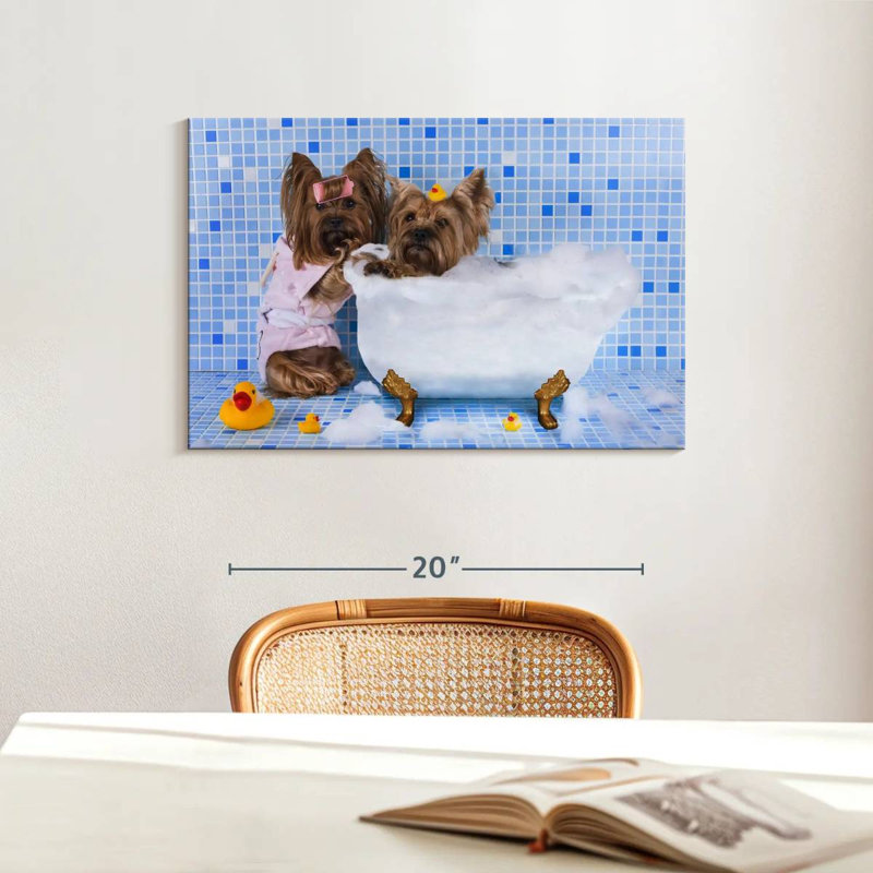 Bubble Bath Dogs, 16" H x 24" W