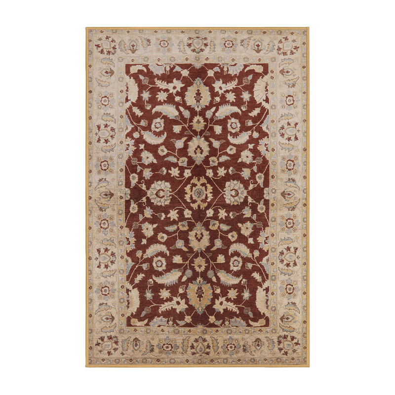 Tapis ivoire / rouge Rether, Rectangle 7 pi x 9 pi