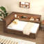 Lit de jour en bois pleine grandeur avec tablettes de rangement, USB, DEL et lit gigogne