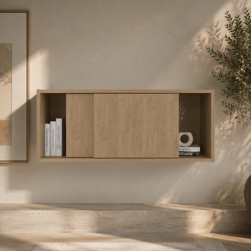 Natural Oak Wall Storage Cabinet