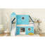 Lit mezzanine simple avec tente et tour à glissière bleue