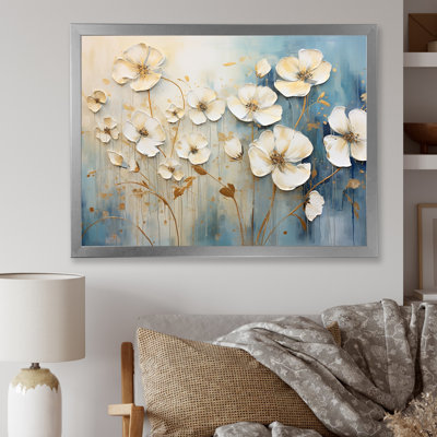 «Elegant Beige Buttercups Meadow» - impressions sur toile Buttercups