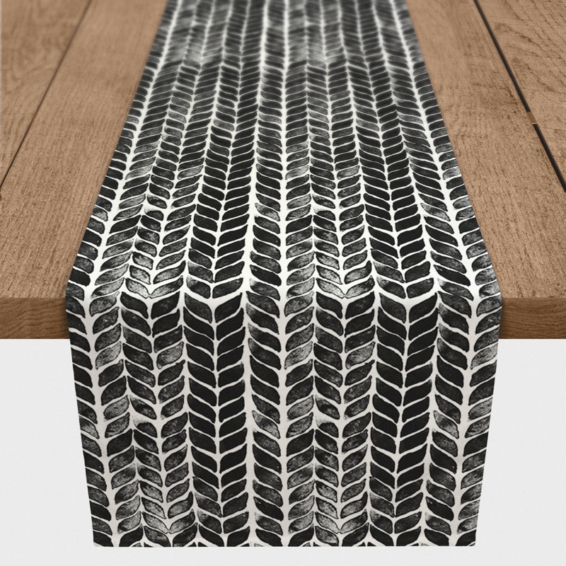 Chemin de table rectangulaire en polyester Cenya, 72 po x 16 po, Noir