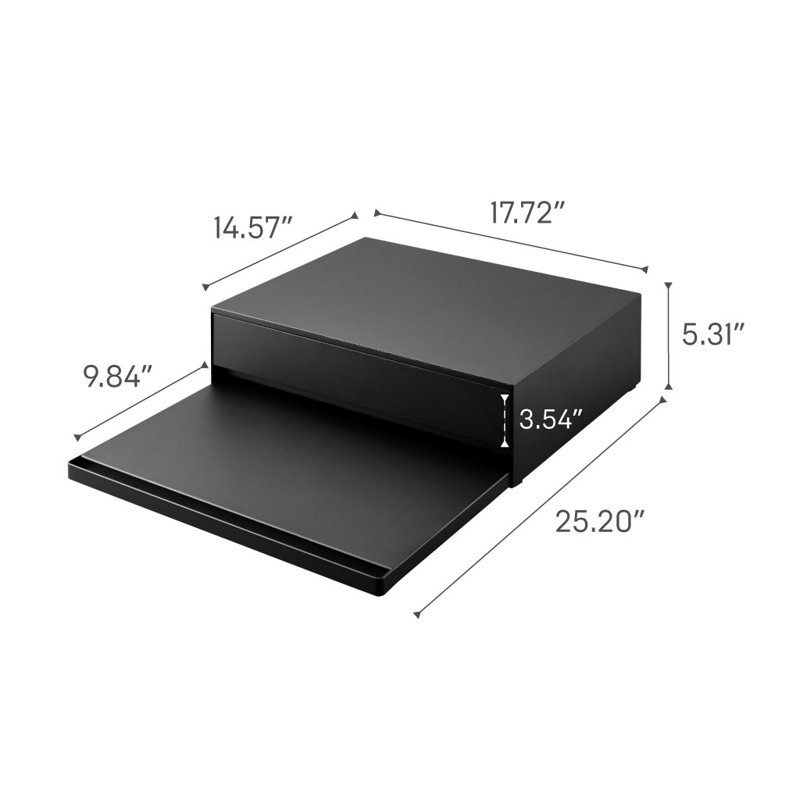 Black Steel Countertop Drawer with Pull-Out Shelf