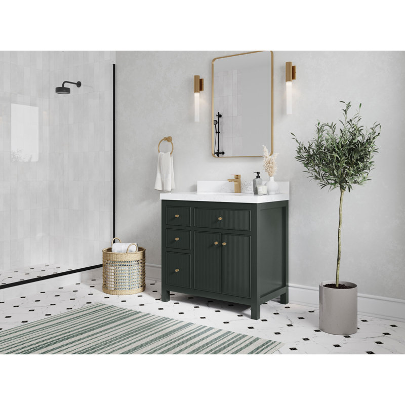 Meuble-lavabo simple l 36 po x P 22 po x H 36 po Sonoma, Forêt foncée, Blanc
