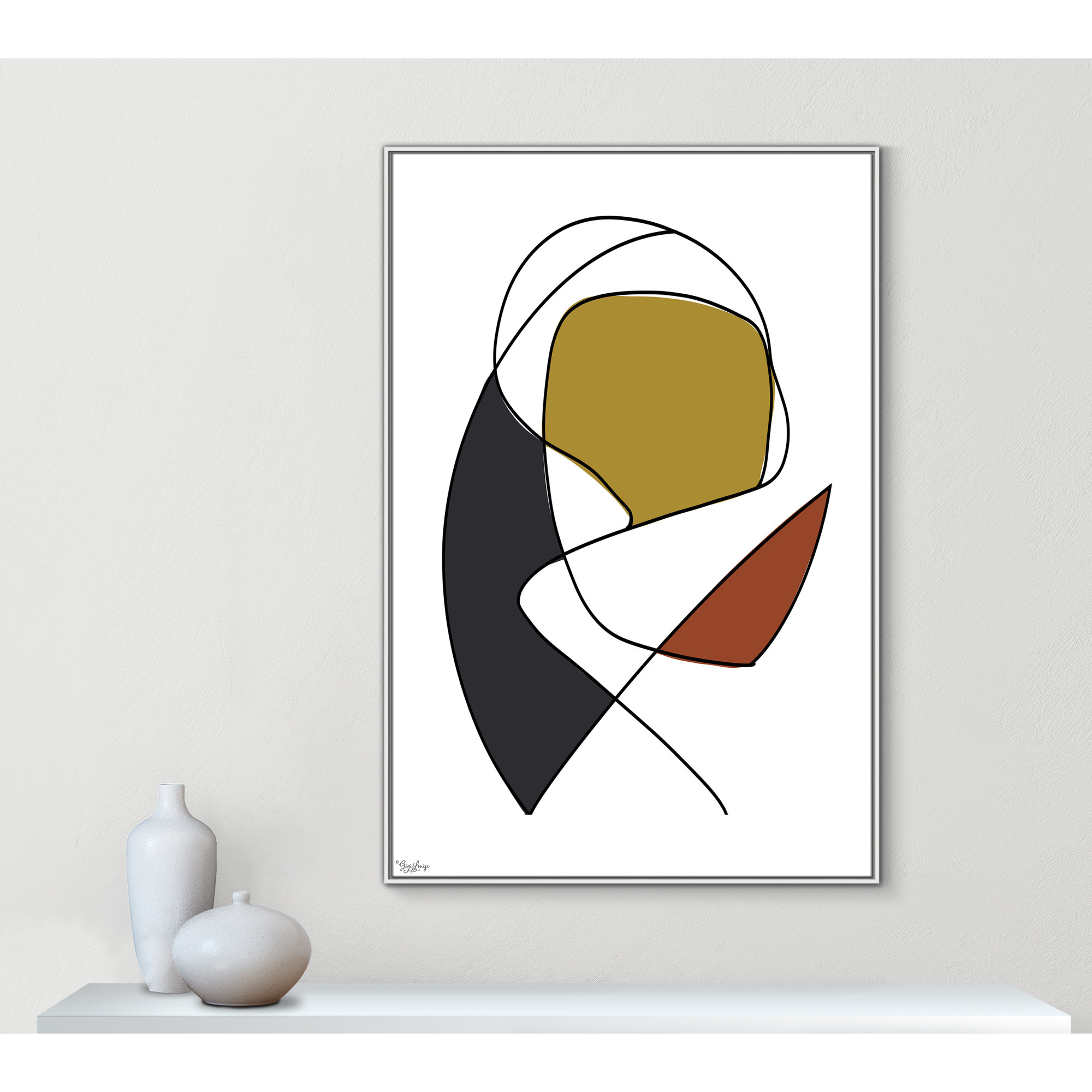 Abstract Tribeca 3, 61.5" H x 41.5" W x 2" D, White