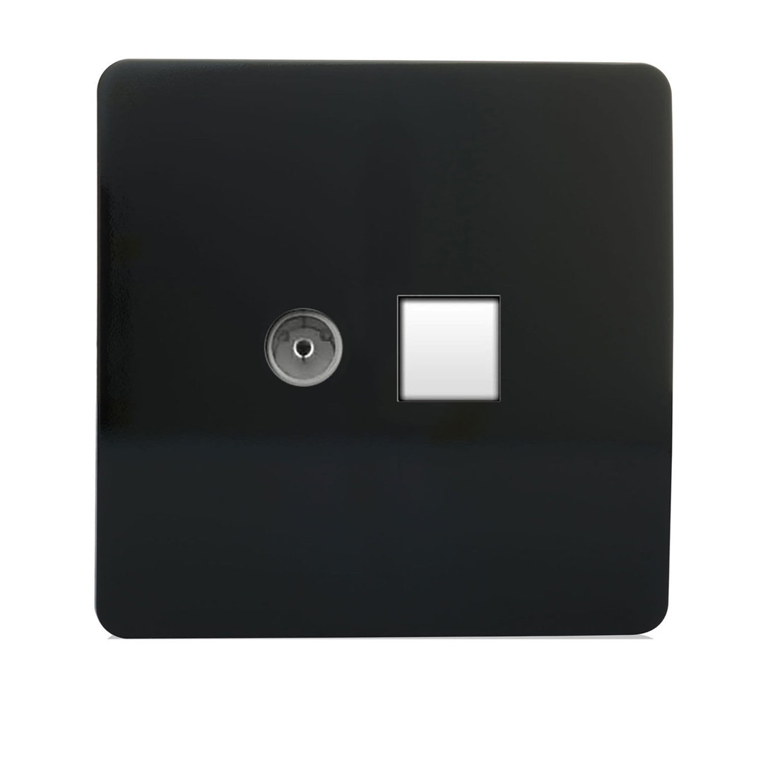 Trendi Switch 2 Gang Female TV Co-Axial & Telephone Sockets