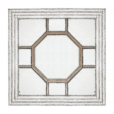 48"x48" Antique Style Decorative Square Wall Mirror with Mirrored Frame