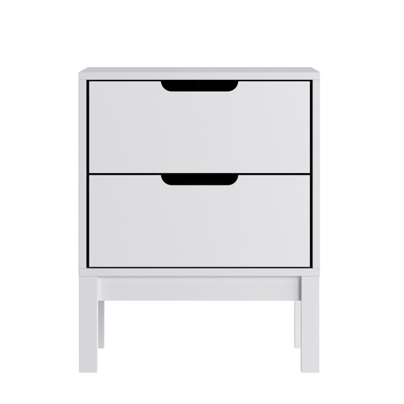 Table de chevet en bois pour chambre d'enfant avec 2 tiroirs de rangement, Blanc